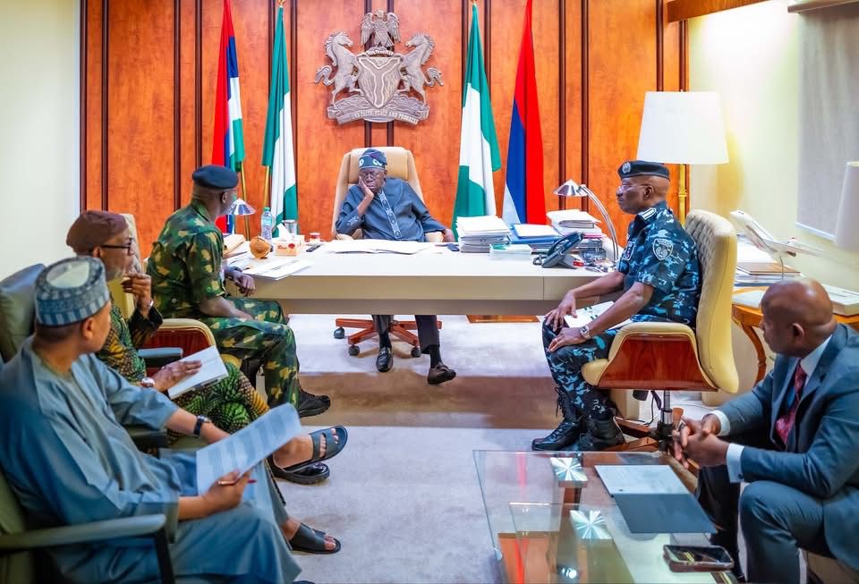 Security Emergency Declaration: Nigerians Question Tinubu's Timing as Critics Demand Real Action TINUBU-AND-BRIEFING