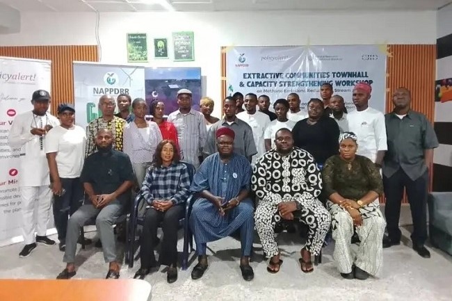 Participants of Extractive Communities Town Hall and Capacity Strengthening Workshop on Methane Emissions Reduction in Ibeno, Akwa-Ibom State, organised by the