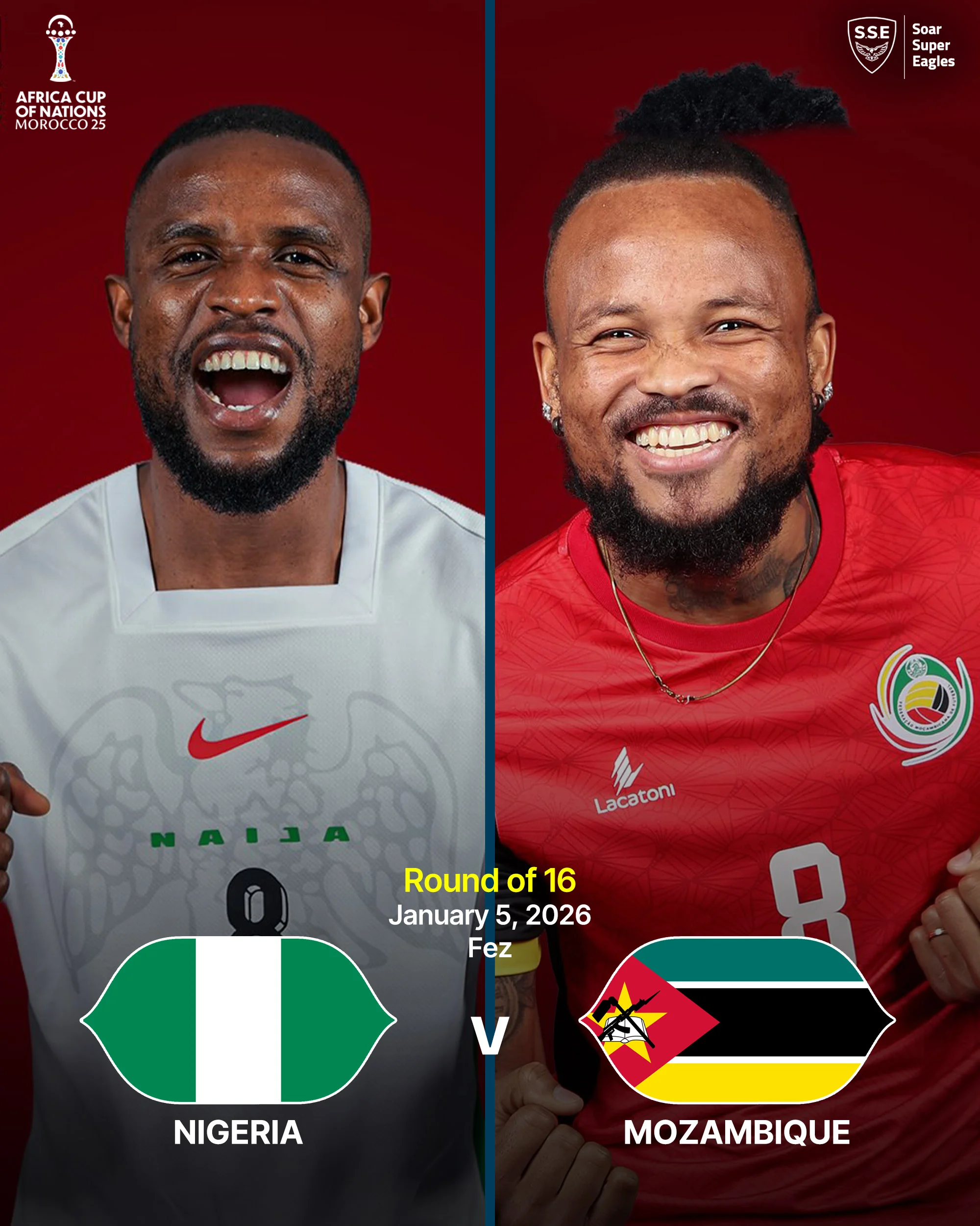 Nigeria vs Mozambique: Super Eagles Face Mambas in AFCON 2025 Round of 16 NIG VS MOZAM